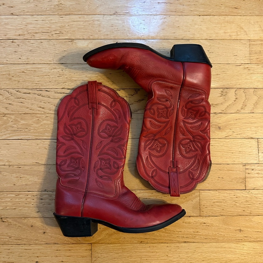 Ariat Women’s 7B Heritage Western Performance Red Boots Round Toe - Picture 2 of 10